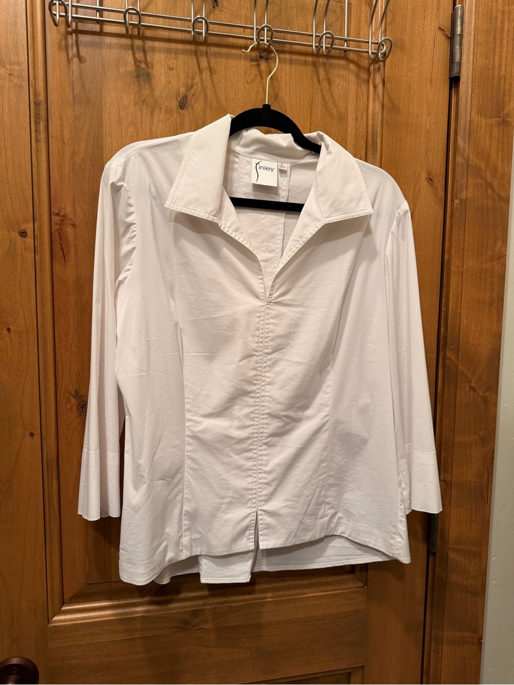 Finley White Button-Front Casual Long Sleeve Shirt